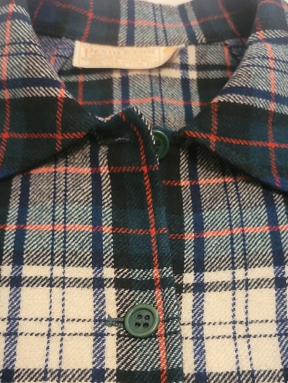 Pendleton Navy, Cream & Red Plaid Button Jacket - Picture 3 of 7